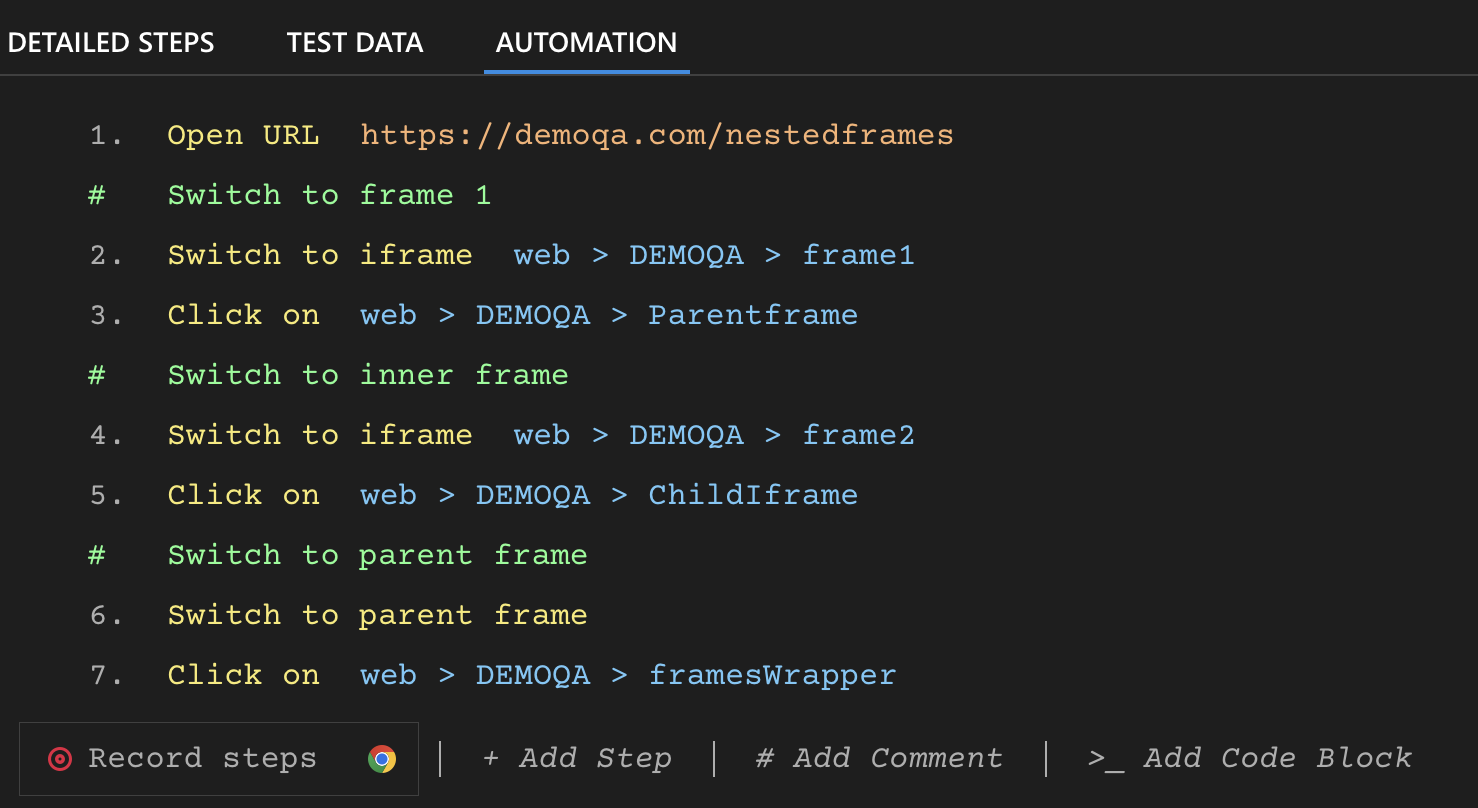 Automate Nested Frames with DevAssure